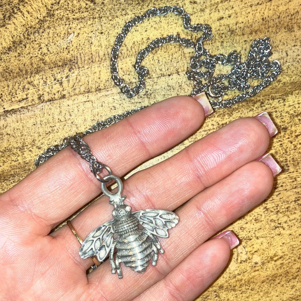Silver-Tone Bee Pendant Necklace - Women's Jewelry
